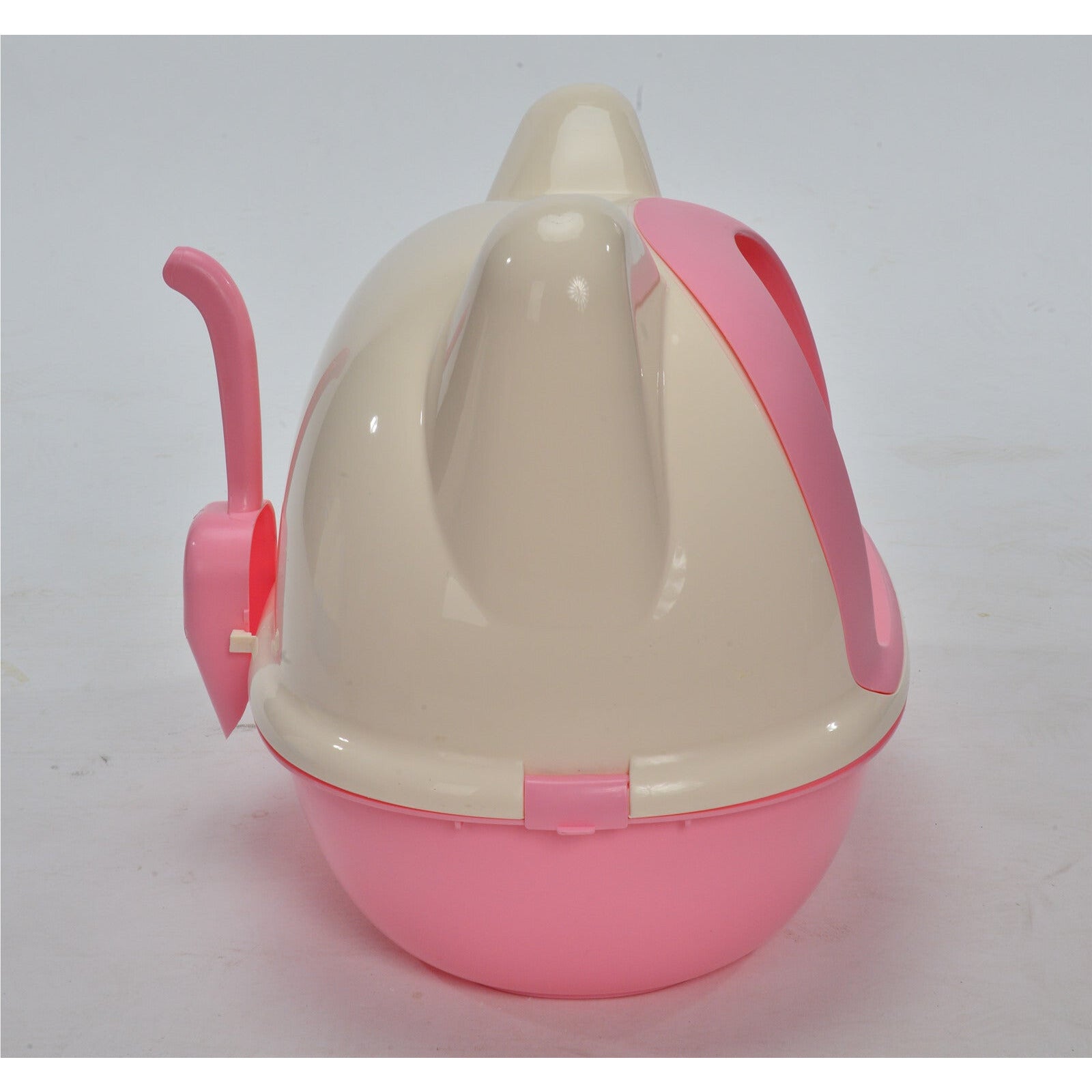 Medium Hooded Cat Toilet Litter Box Tray House With Scoop Pink