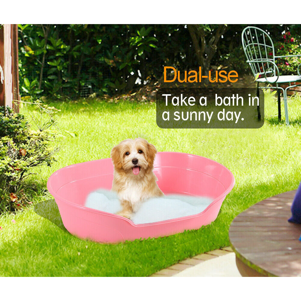 Pet Bed Small Plastic Dog Bedding Sleeping Resting Washable Basket Pink