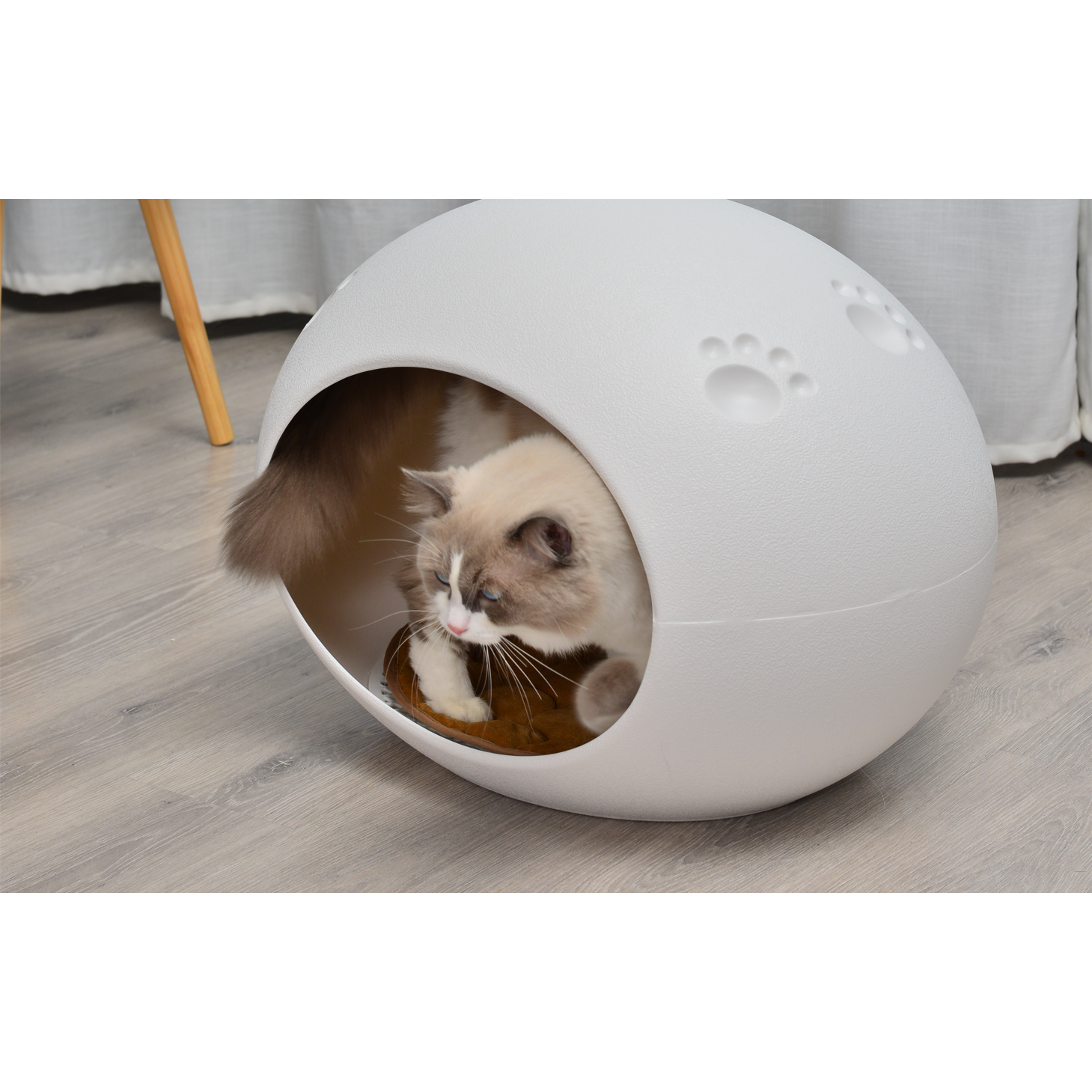 Medium Cave Cat Kitten Box Igloo Cat Bed House Dog Puppy House White