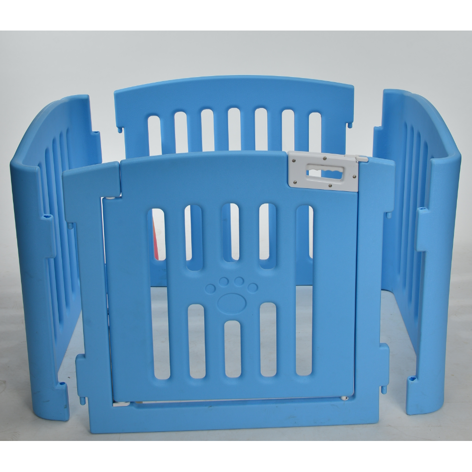 4 Panel Plastic Pet Pen Pet Foldable Fence Dog Fence Enclosure With Gate Blue
