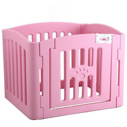 4 Panel Plastic Pet Pen Pet Foldable Fence Dog Fence Enclosure With Gate Pink
