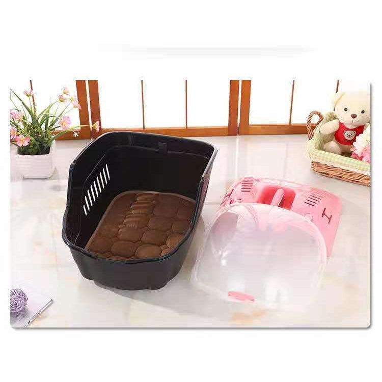 Medium Portable Travel Dog Cat Crate Pet Carrier Cage Comfort With Mat-Pink