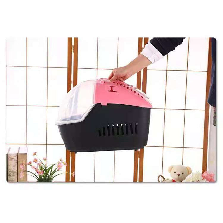 Medium Portable Travel Dog Cat Crate Pet Carrier Cage Comfort With Mat-Pink
