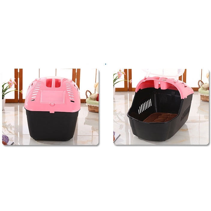 Medium Portable Travel Dog Cat Crate Pet Carrier Cage Comfort With Mat-Pink