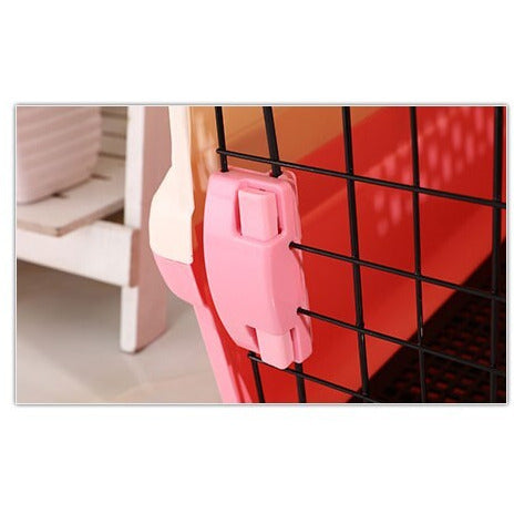 Medium Portable Plastic Dog Cat Pet Pets Carrier Travel Cage With Tray-Pink