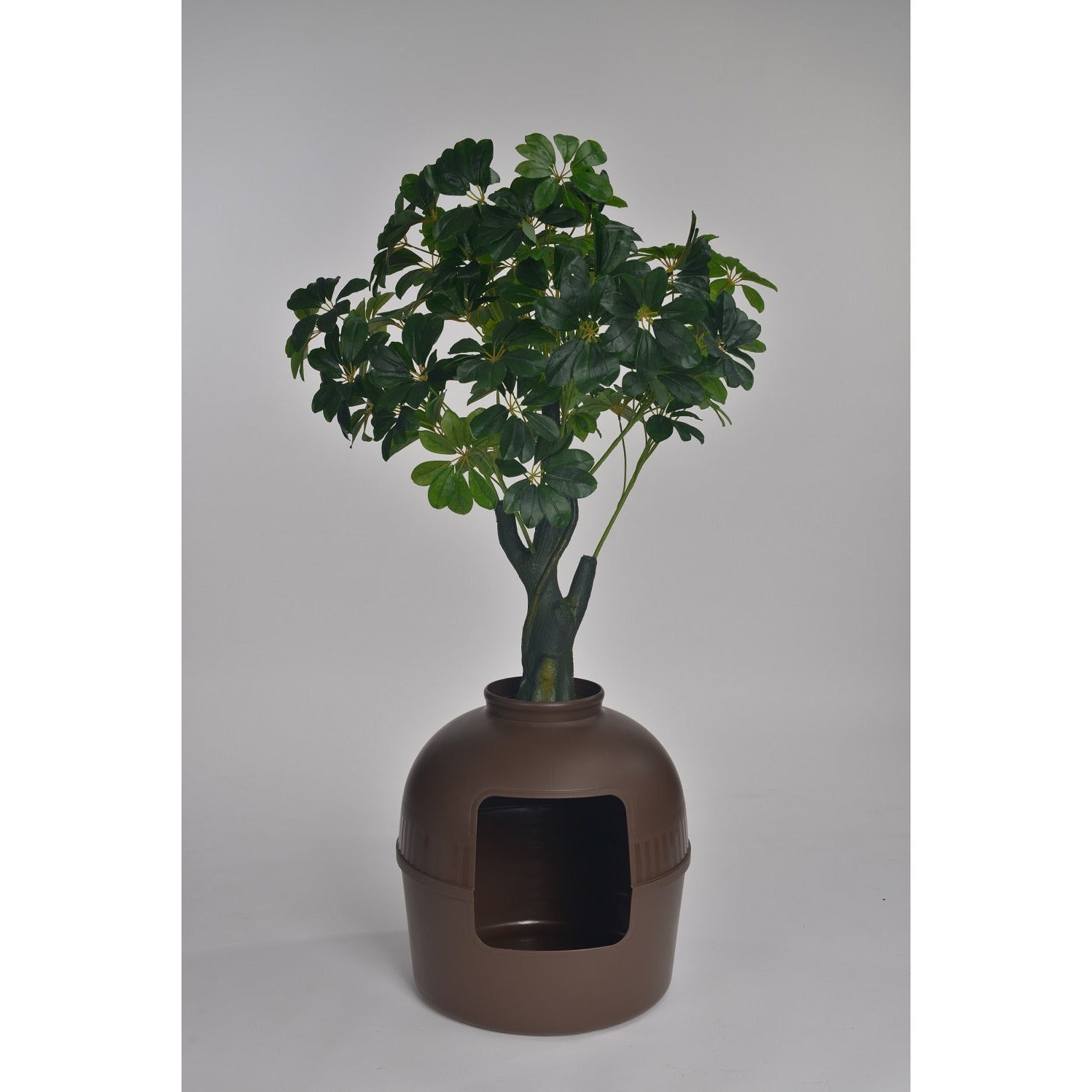 Multifunctional Cat Litter Box Pet Cat House Semi-Enclosed Brown