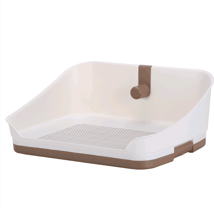 Medium Portable Dog Potty Training Tray Pet Puppy Toilet Trays Loo Pad Mat With Wall Brown
