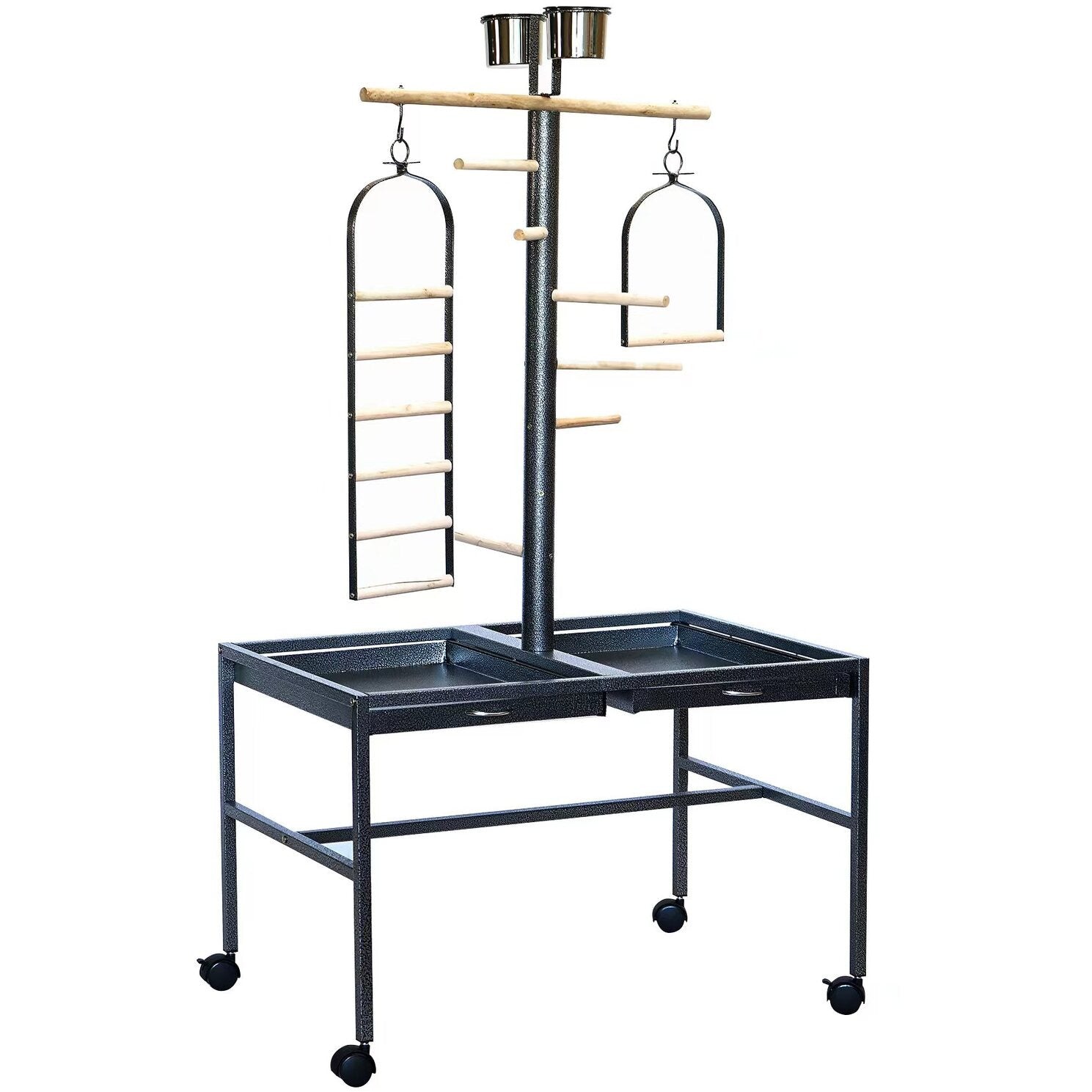 Large Bird Parrot Playpen Gym Toy Stand On Wheels