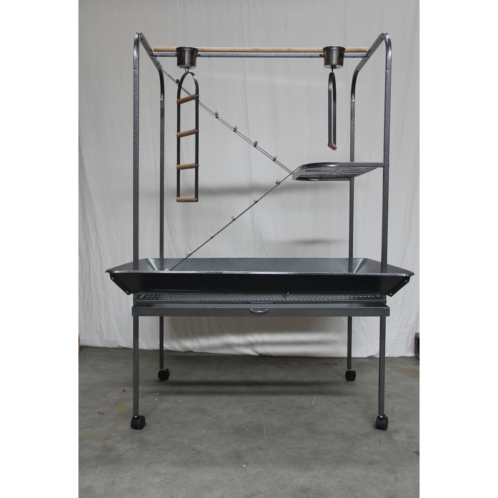 XXL Bird Cage Parrot Playpen Gym Toy Stand With Swing Ladders On Wheels