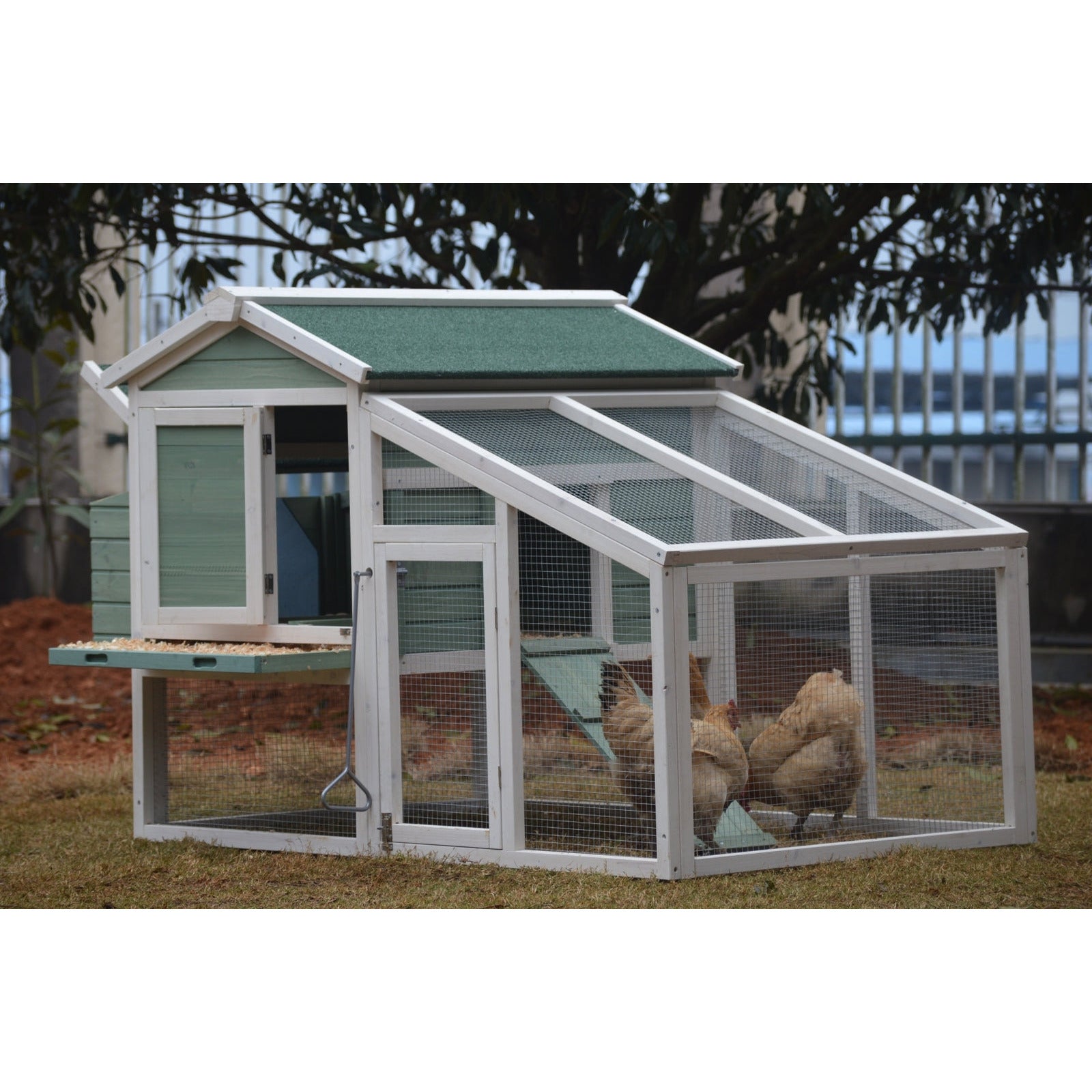 Green Large Chicken Coop Rabbit Hutch Ferret Guinea Pig Cage Hen Chook Cat Kitten House