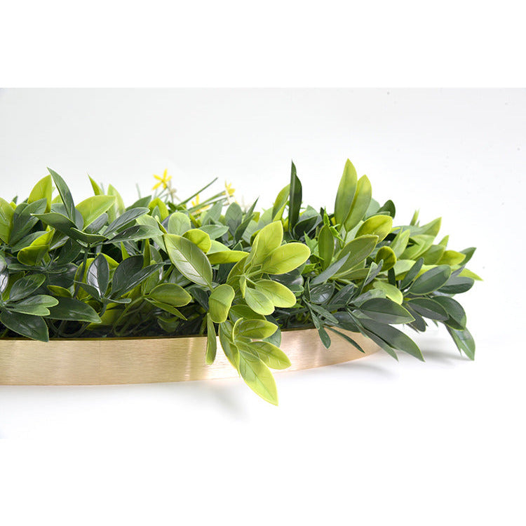 Artificial Green Wall Plant Garden Panel Daffodil Smile Disc Art 50cm Grassy UV Resistant Frame