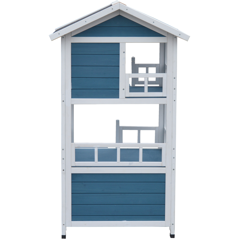 Double Story Cat Shelter Condo with Escape Door Rainproof Kitty House