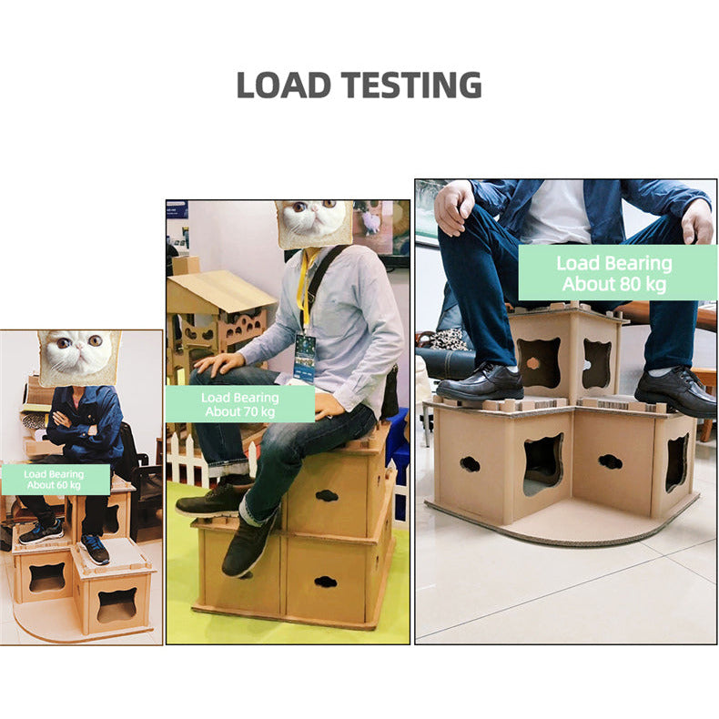 Cat Cardboard House Tower Condo Scratcher Pet Post Pad Mat Furniture