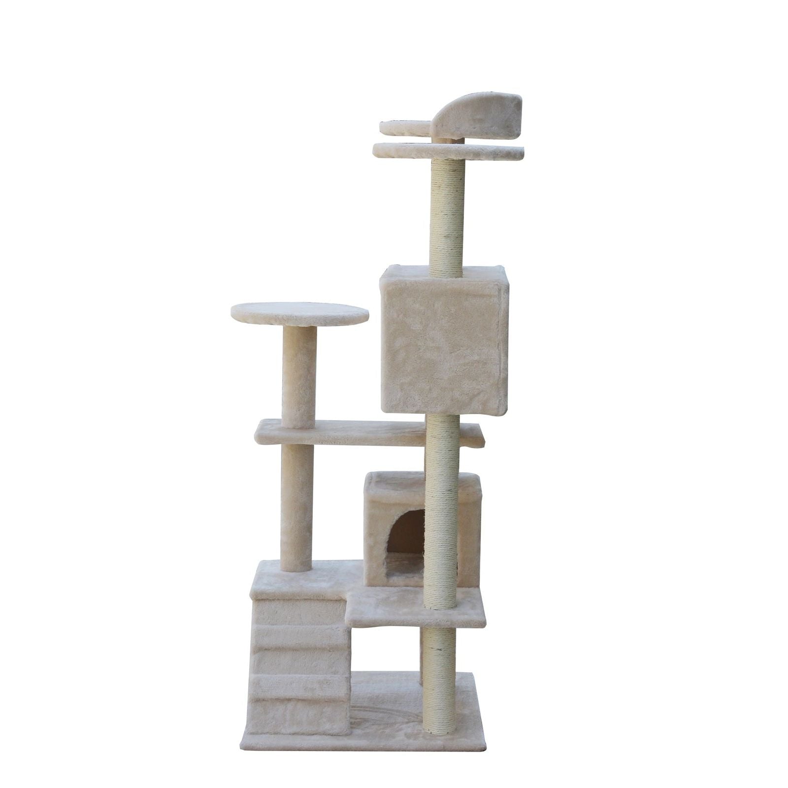 YES4PETS 130 cm Beige Cat Scratching Post Tree Scratcher Pole-Beige
