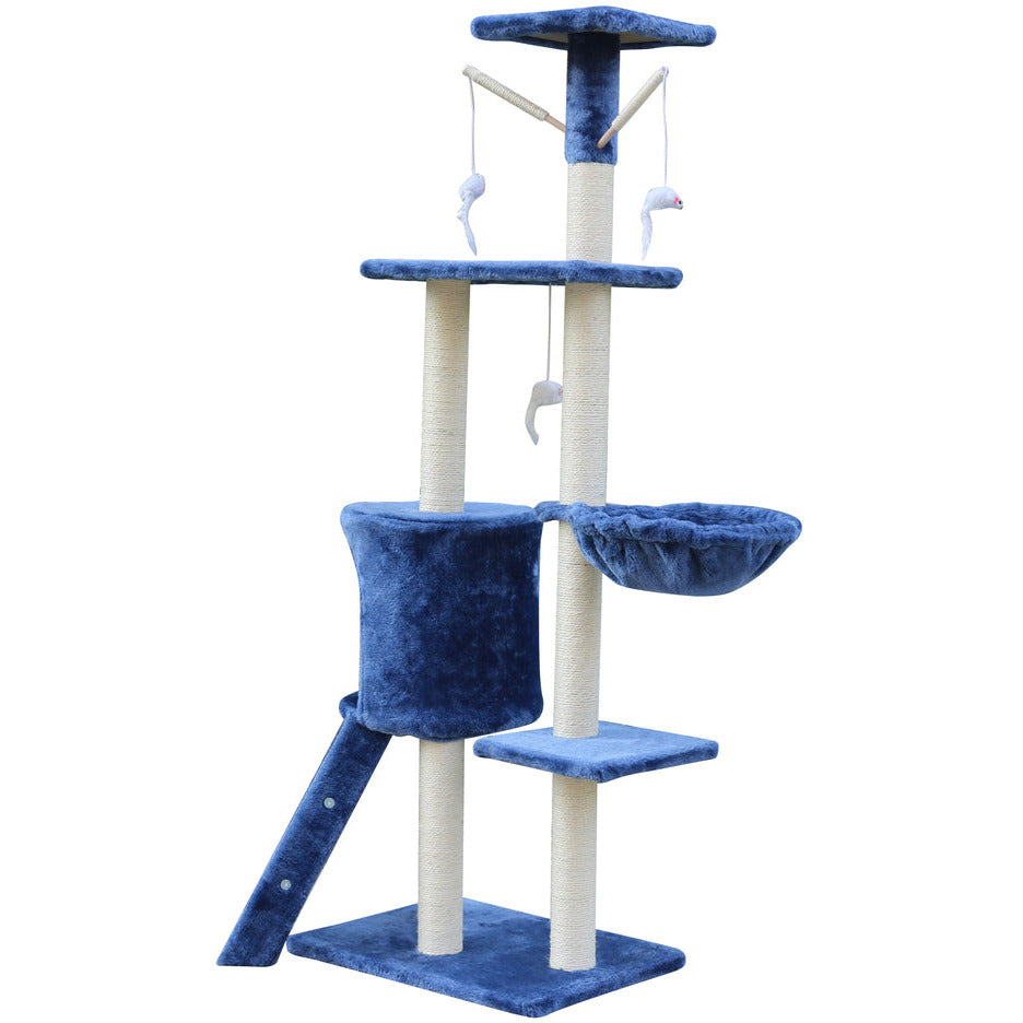 138cm Cat Scratching Post Tree Post House Tower with Ladder-Blue
