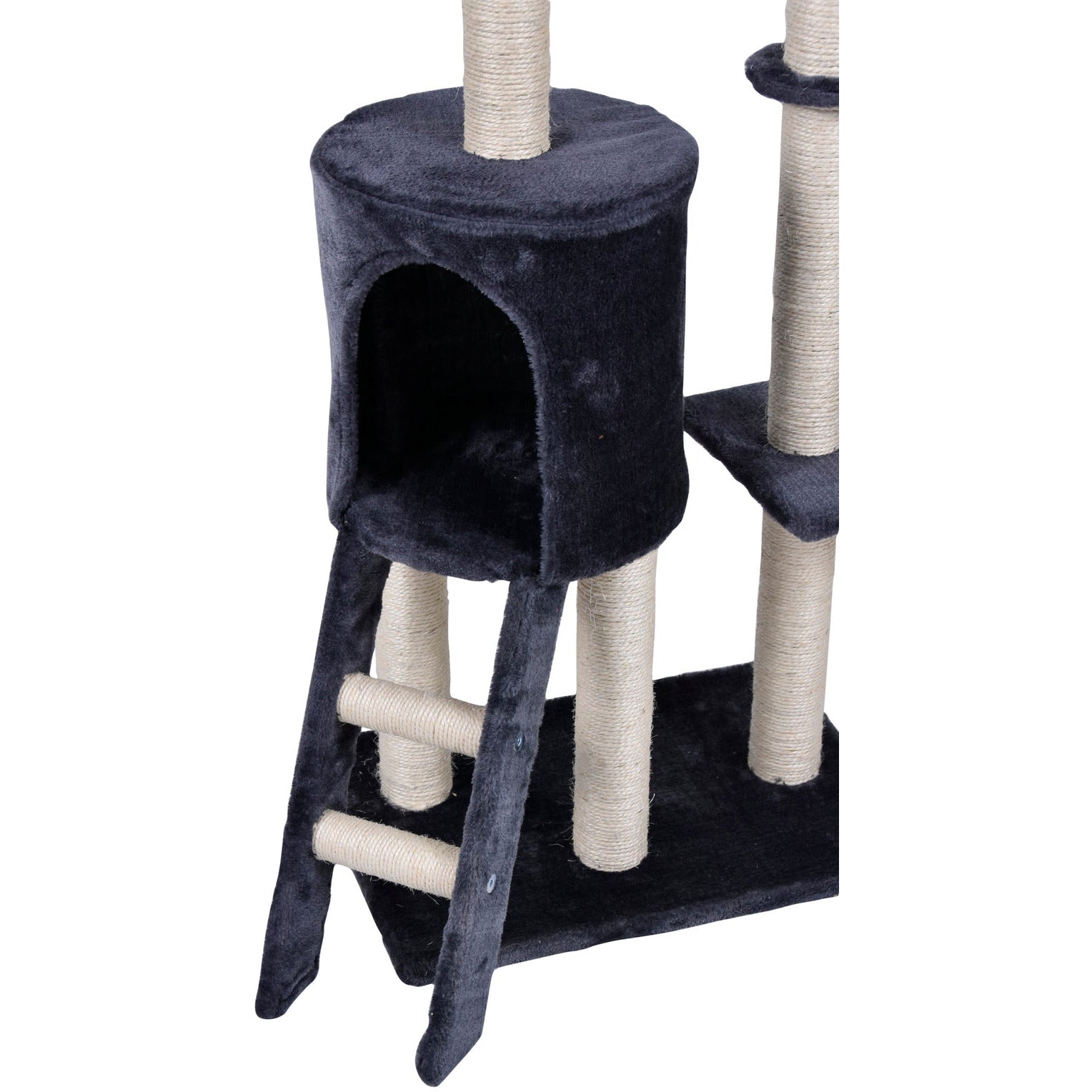 138cm Cat Scratching Post Tree Post House Tower with Ladder-Grey