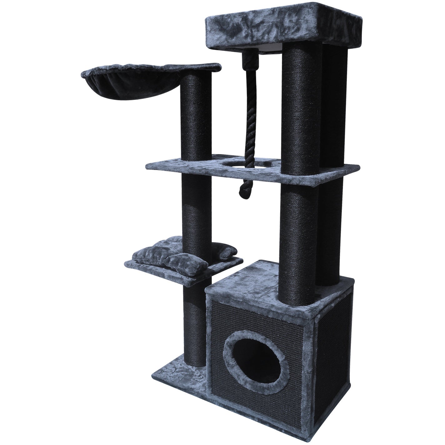 160 cm XL Multi Level Cat Scratching Post Tree Scratcher 14cm Thick Pole- Grey