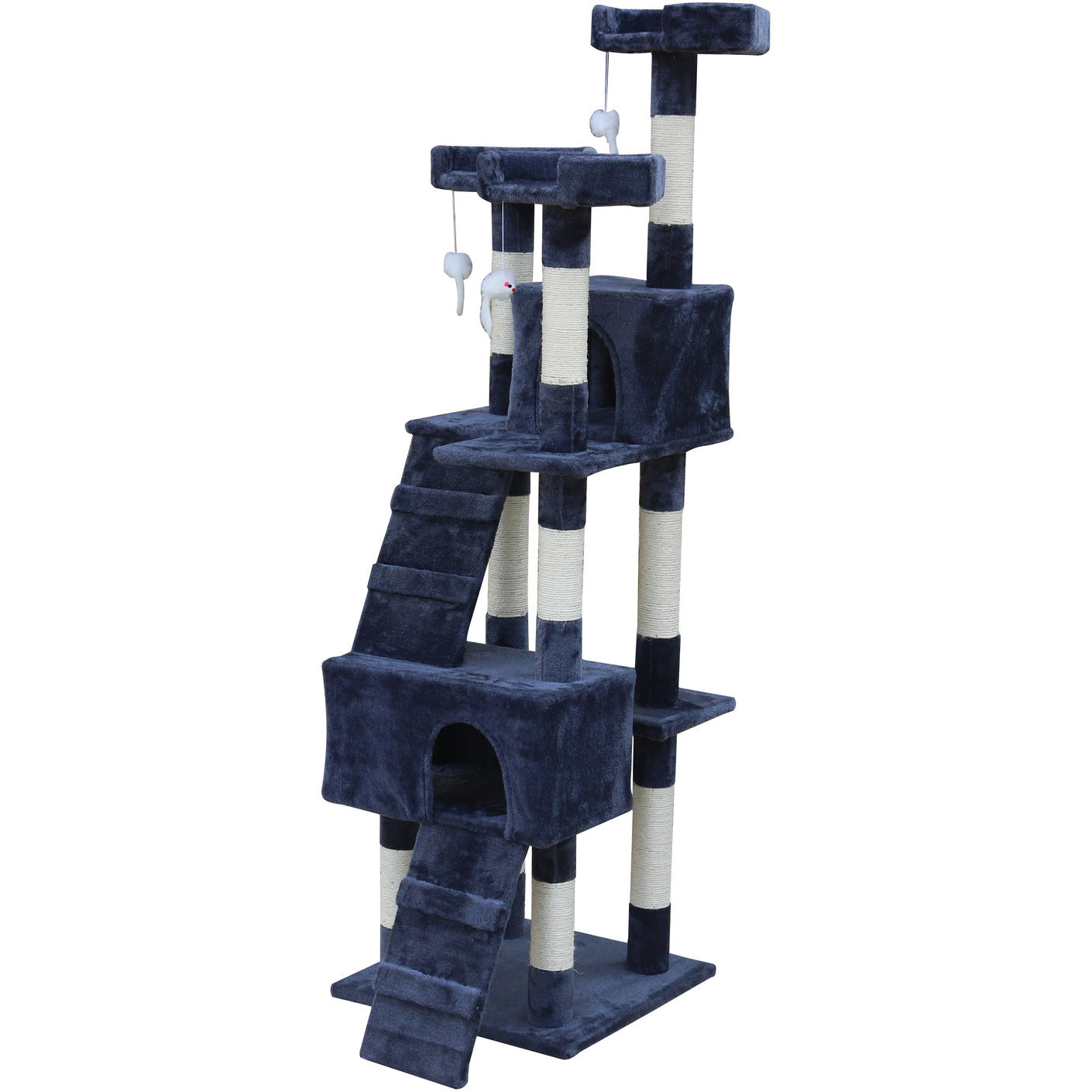 170cm Cat Scratching Post Tree Post House Tower with Ladder Furniture Grey