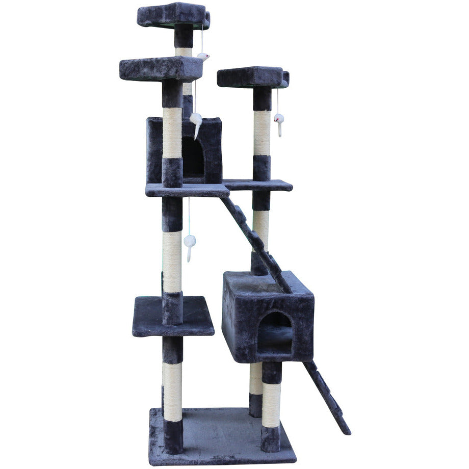 180 cm Cat Kitten Scratching Post Tree W ladder-Grey