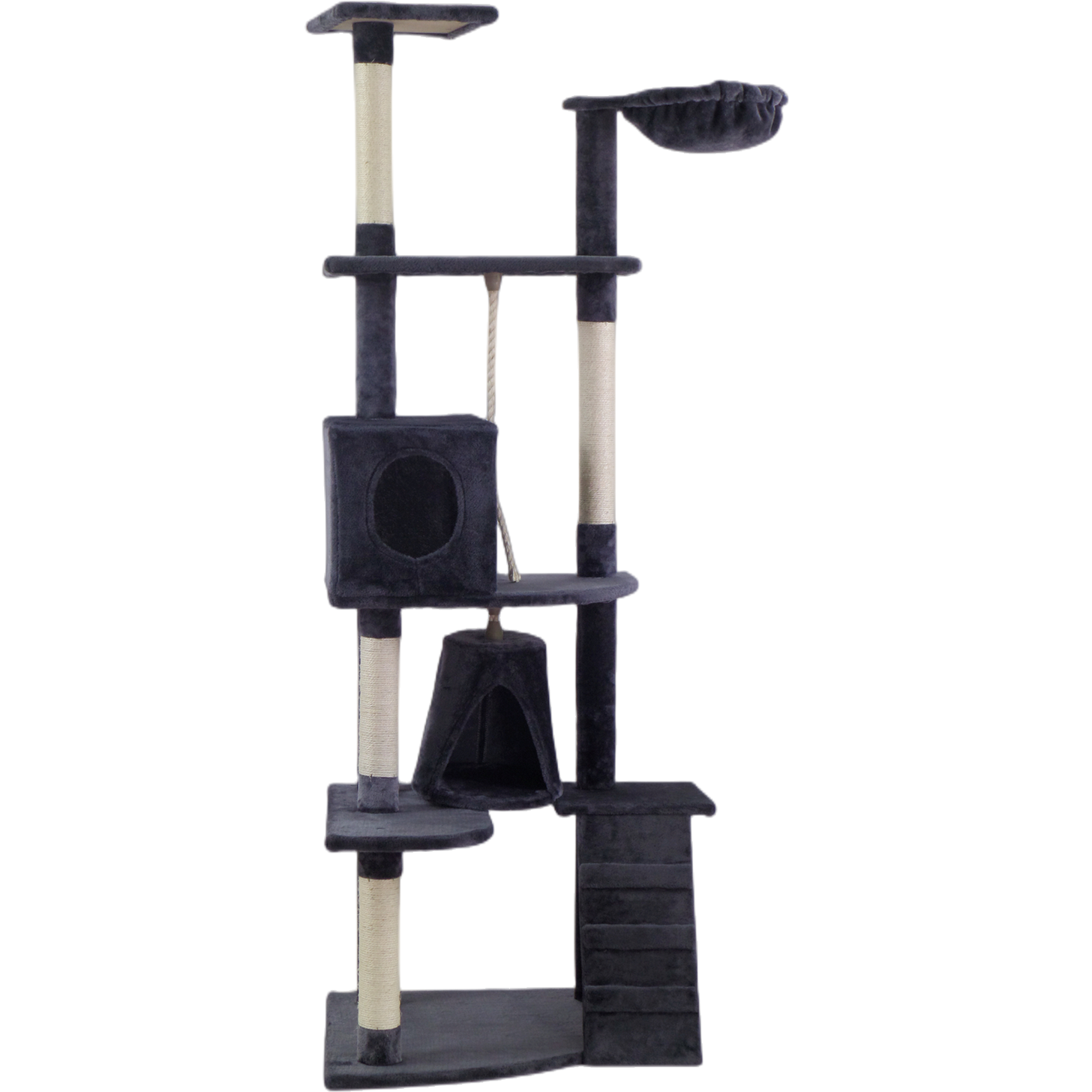 193cm Cat Scratching Tree Post Sisal Pole Scratching Post Scratcher Tower Condo Grey