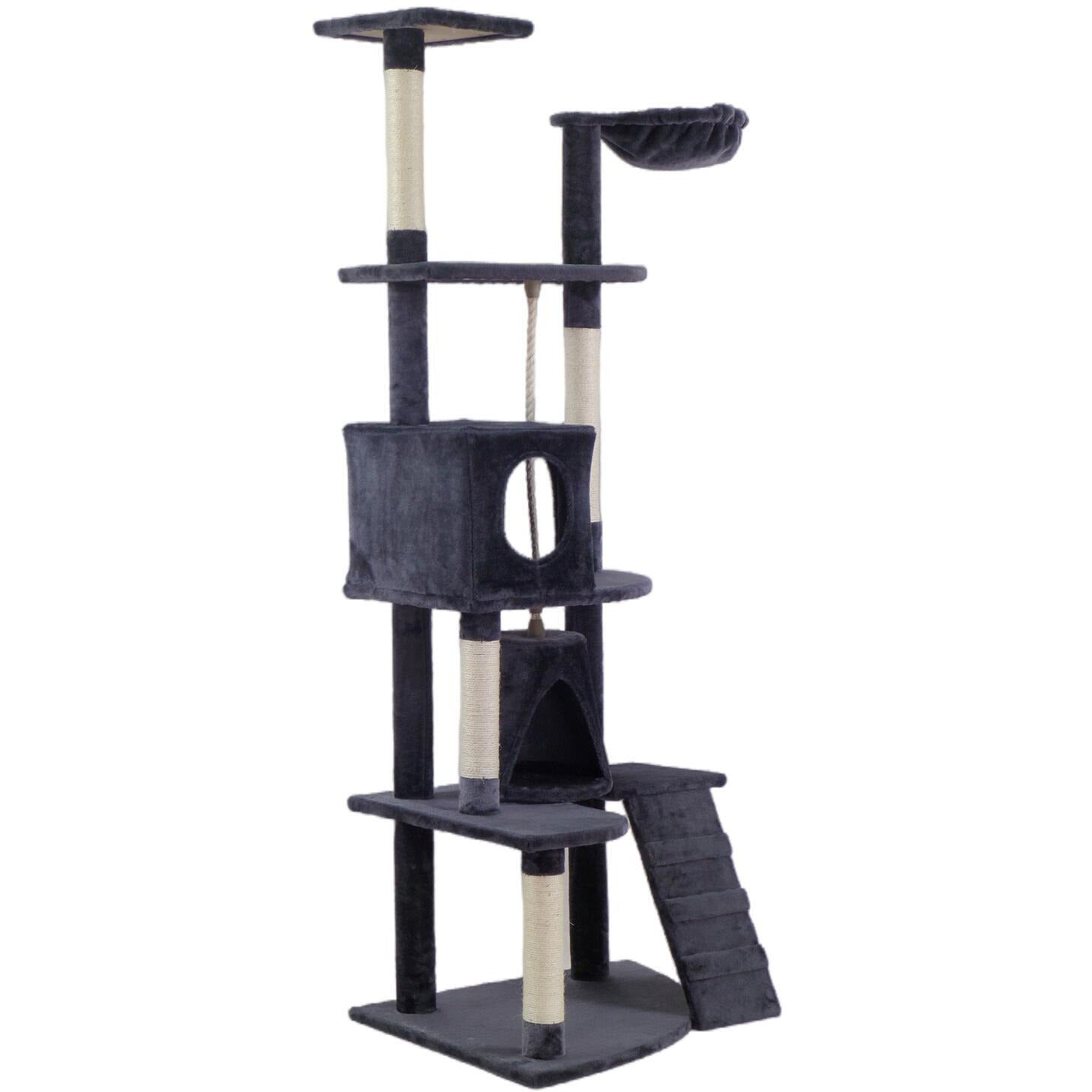 193cm Cat Scratching Tree Post Sisal Pole Scratching Post Scratcher Tower Condo Grey