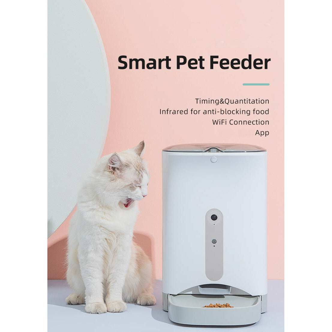 Smart Automatic Pet Dog Cat Rabbit Feeder Smartphone Camera APP for iPhone Android