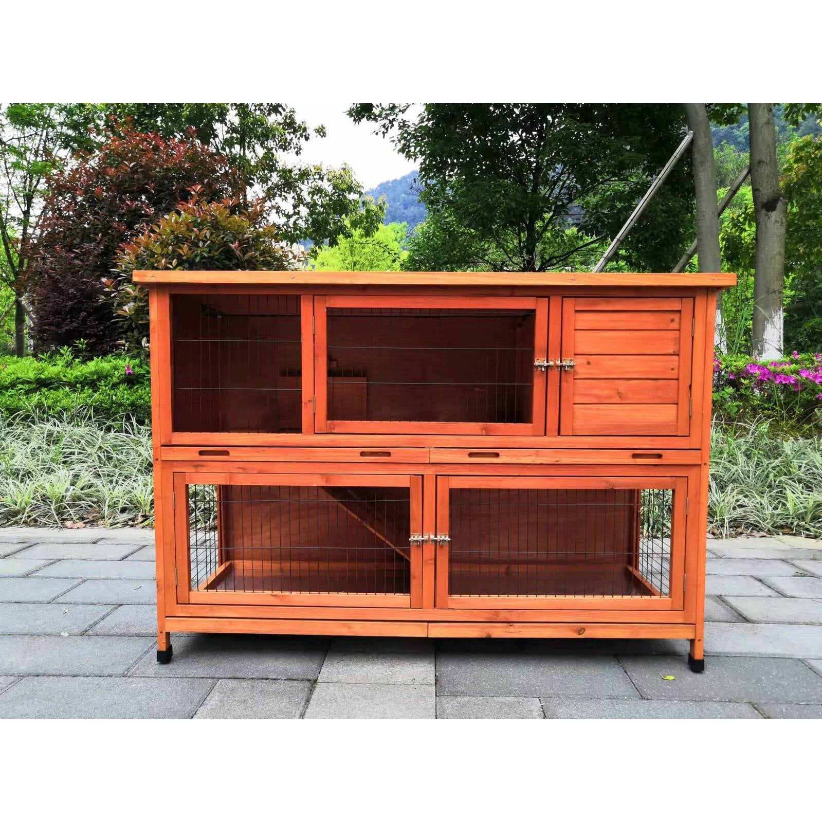 150 cm XXL Double Storey Rabbit Hutch Guinea Pig Ferret Cage Cat House