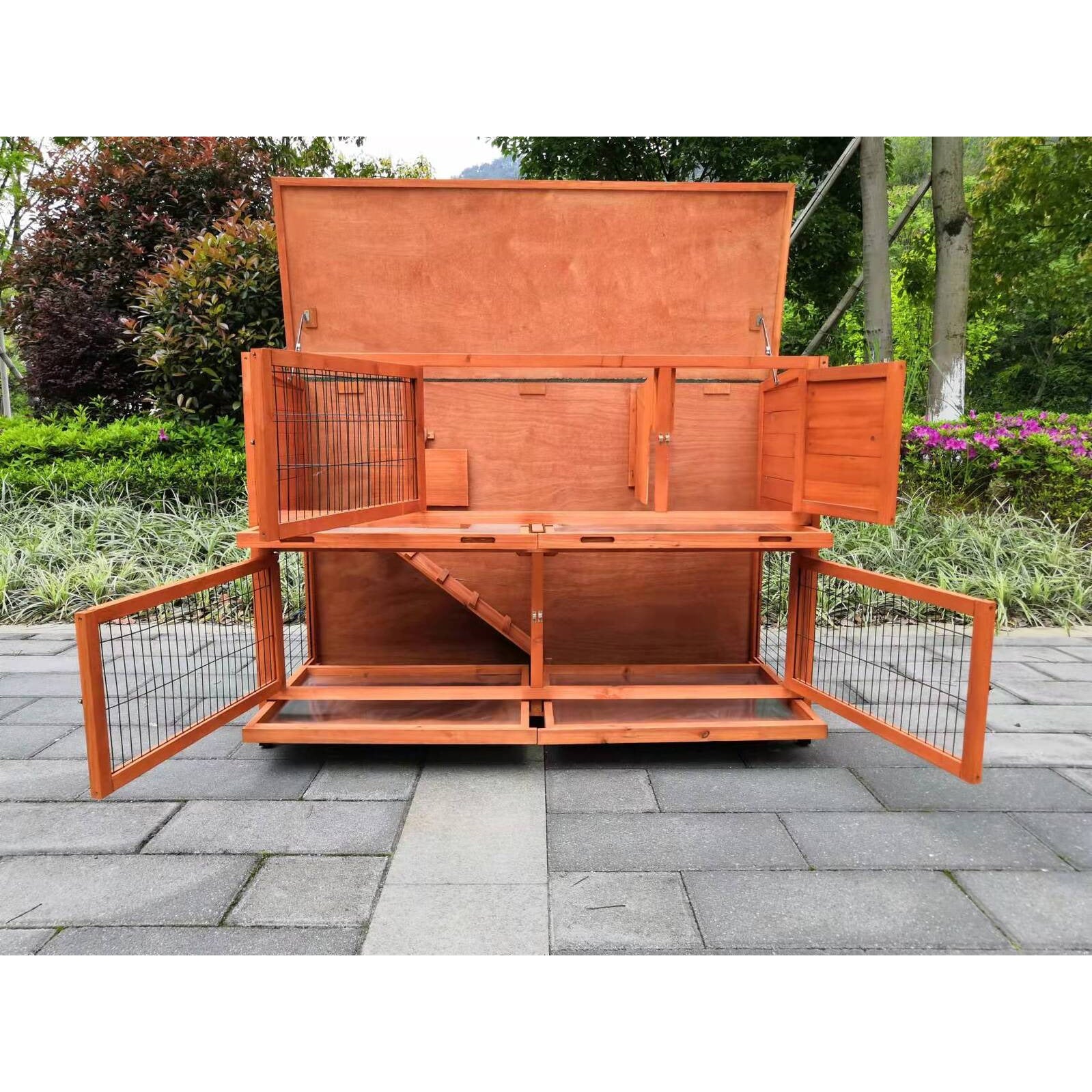 150 cm XXL Double Storey Rabbit Hutch Guinea Pig Ferret Cage Cat House