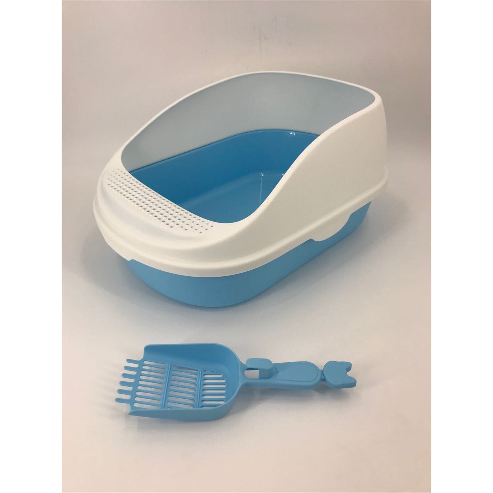 Large Portable Cat Toilet Litter Box Tray House with Scoop Blue