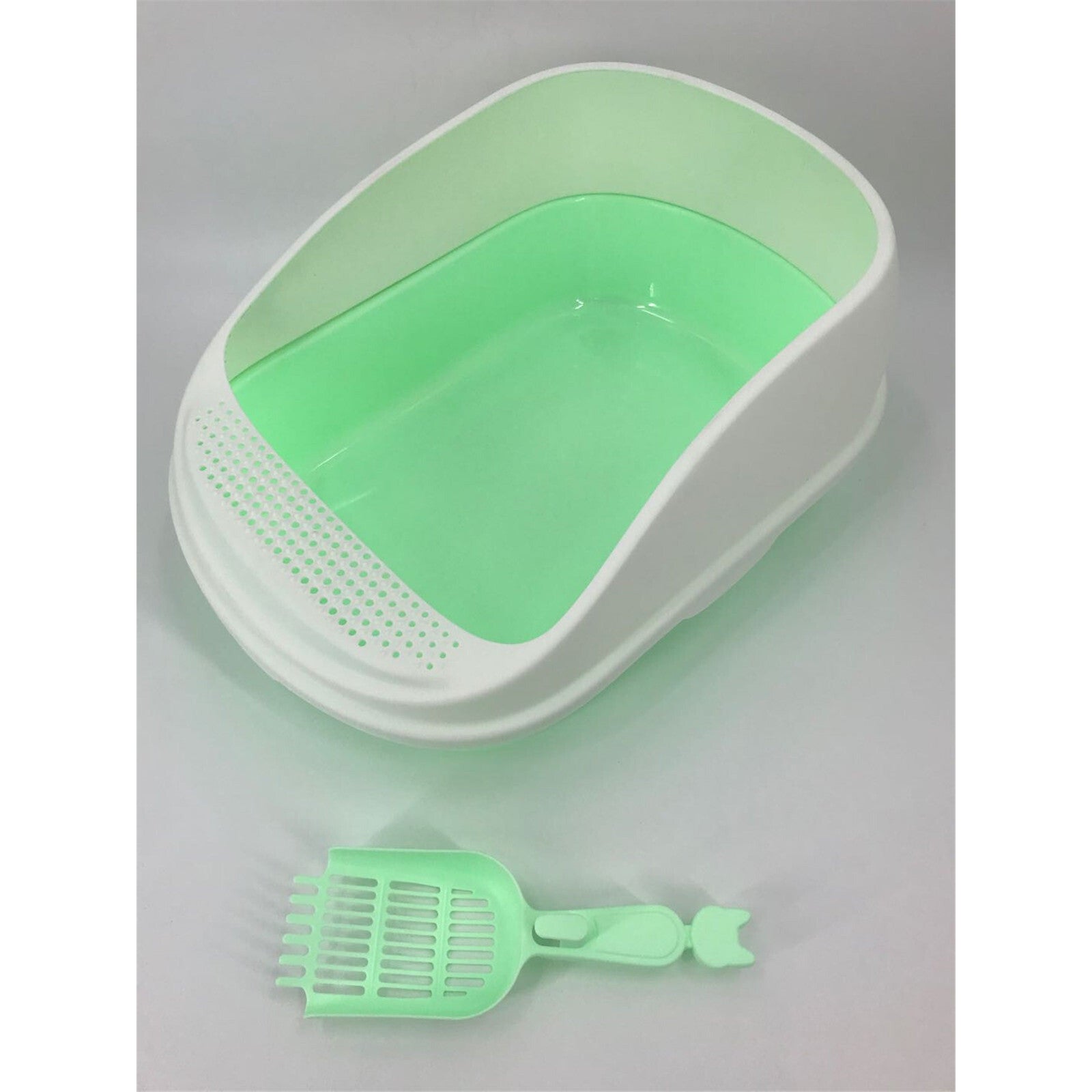Large Portable Cat Toilet Litter Box Tray House with Scoop Green