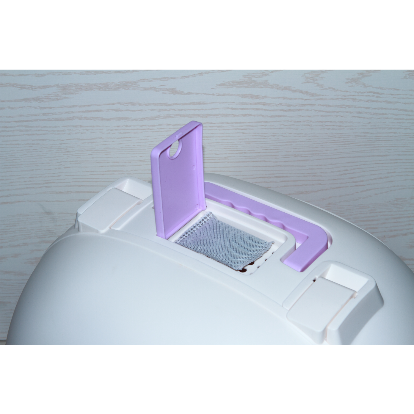 Portable Hooded Cat Toilet Litter Box Tray House with Handle, Scoop and Charcoal Filter Purple