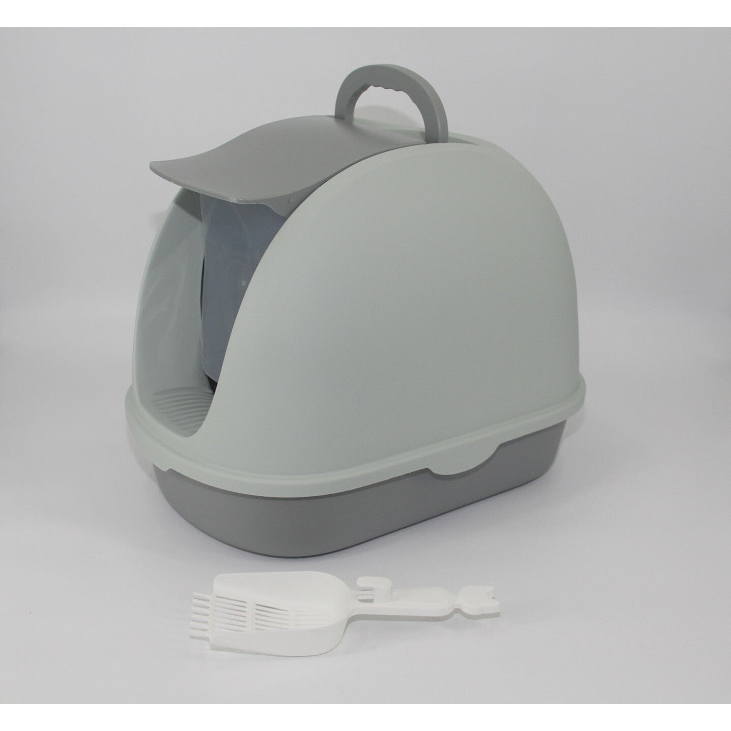 Portable Hooded Cat Toilet Litter Box Tray House with Handle and Scoop