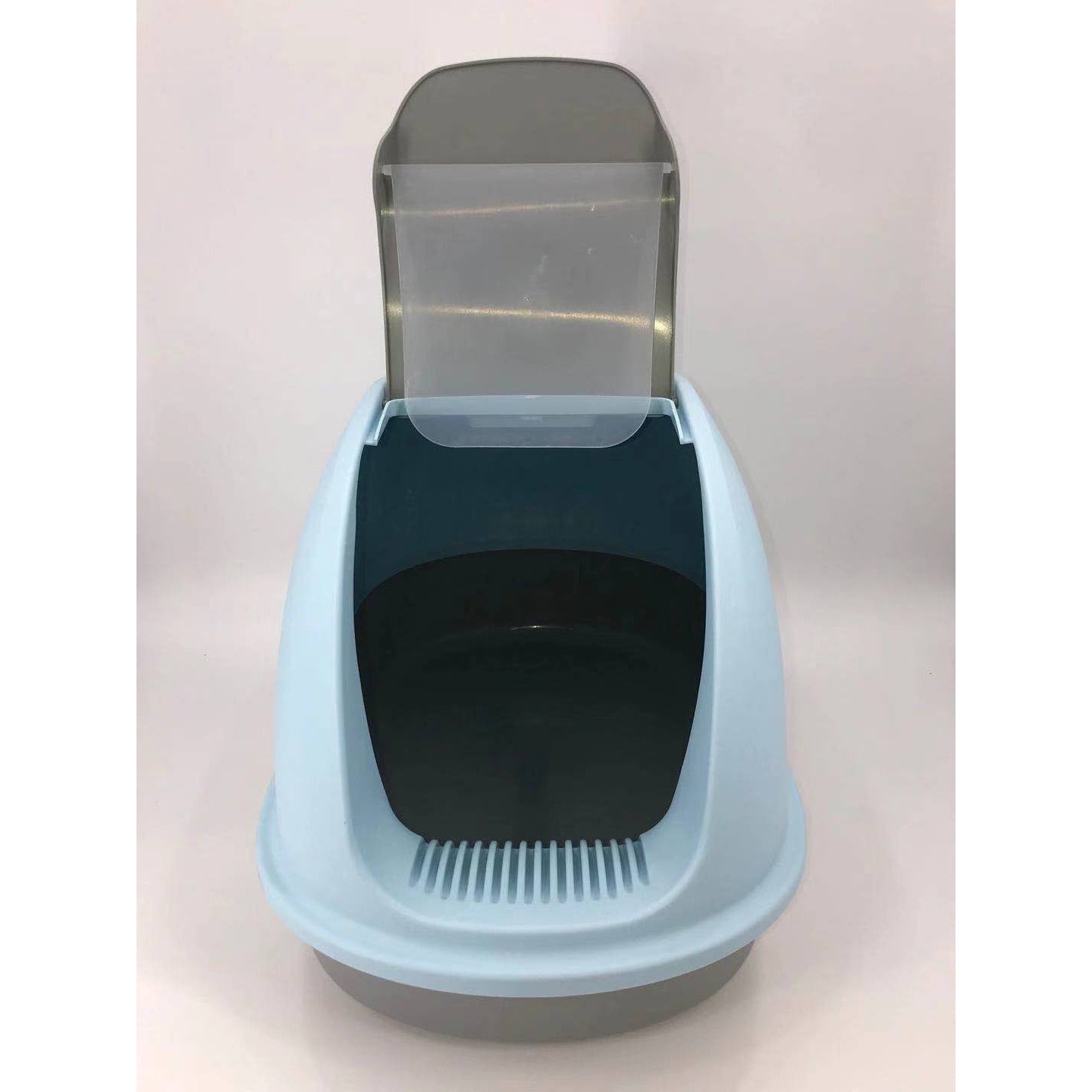XL Portable Hooded Cat Toilet Litter Box Tray House w Charcoal Filter and Scoop Blue