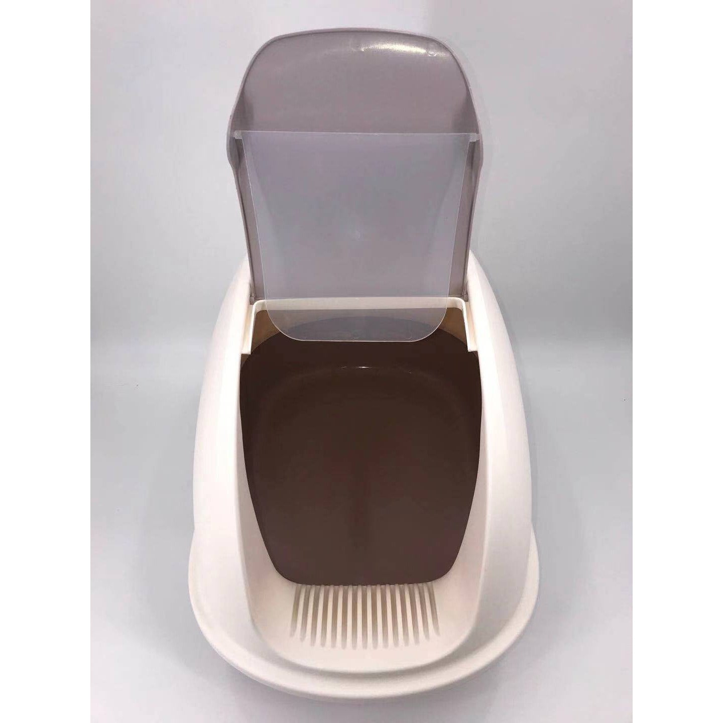 XL Portable Hooded Cat Toilet Litter Box Tray House w Charcoal Filter and Scoop White