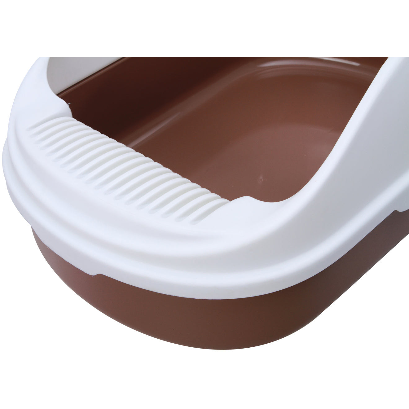 Large Portable Cat Toilet Litter Box Tray with Scoop and Grid Tray Brown