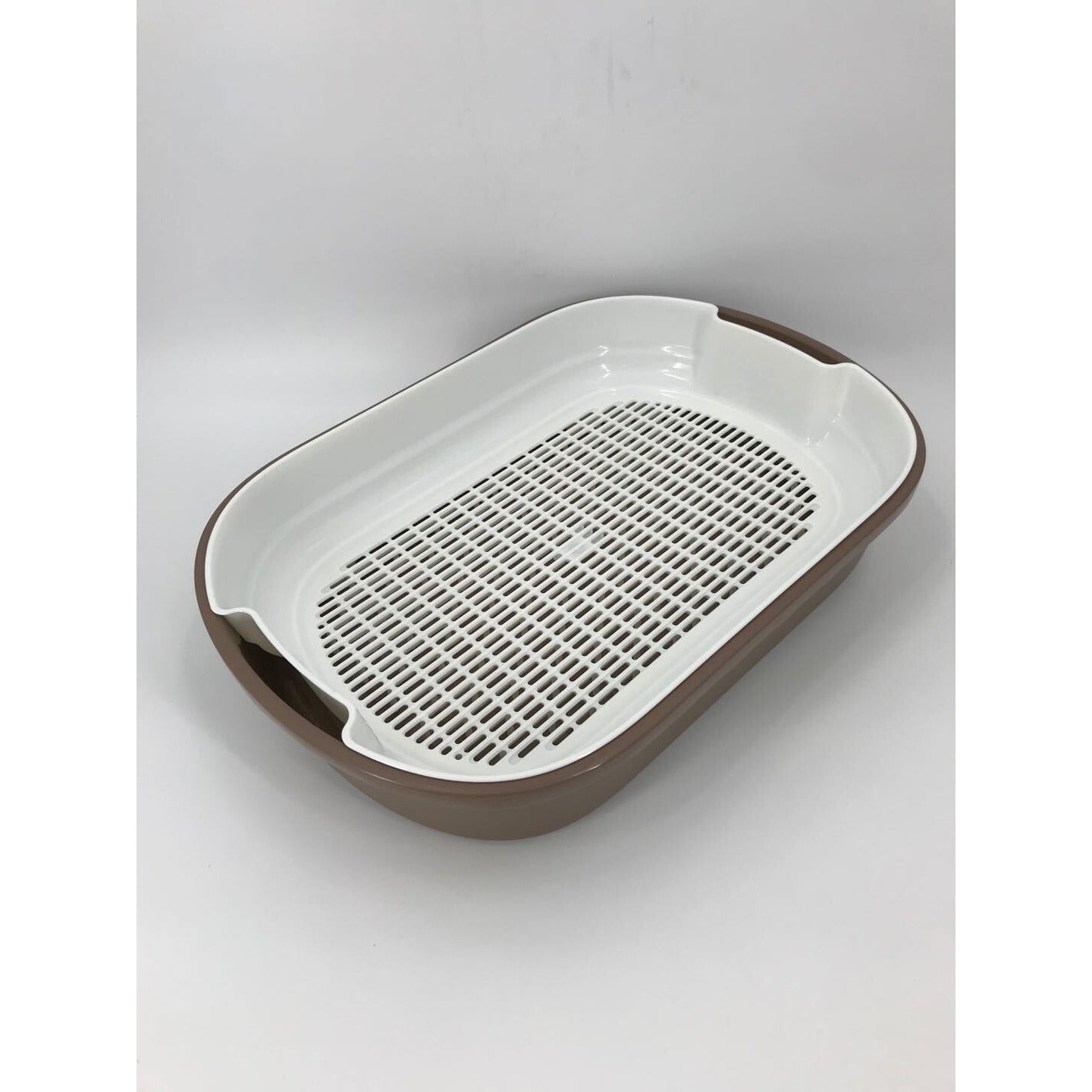 Large Portable Cat Toilet Litter Box Tray with Scoop and Grid Tray Brown