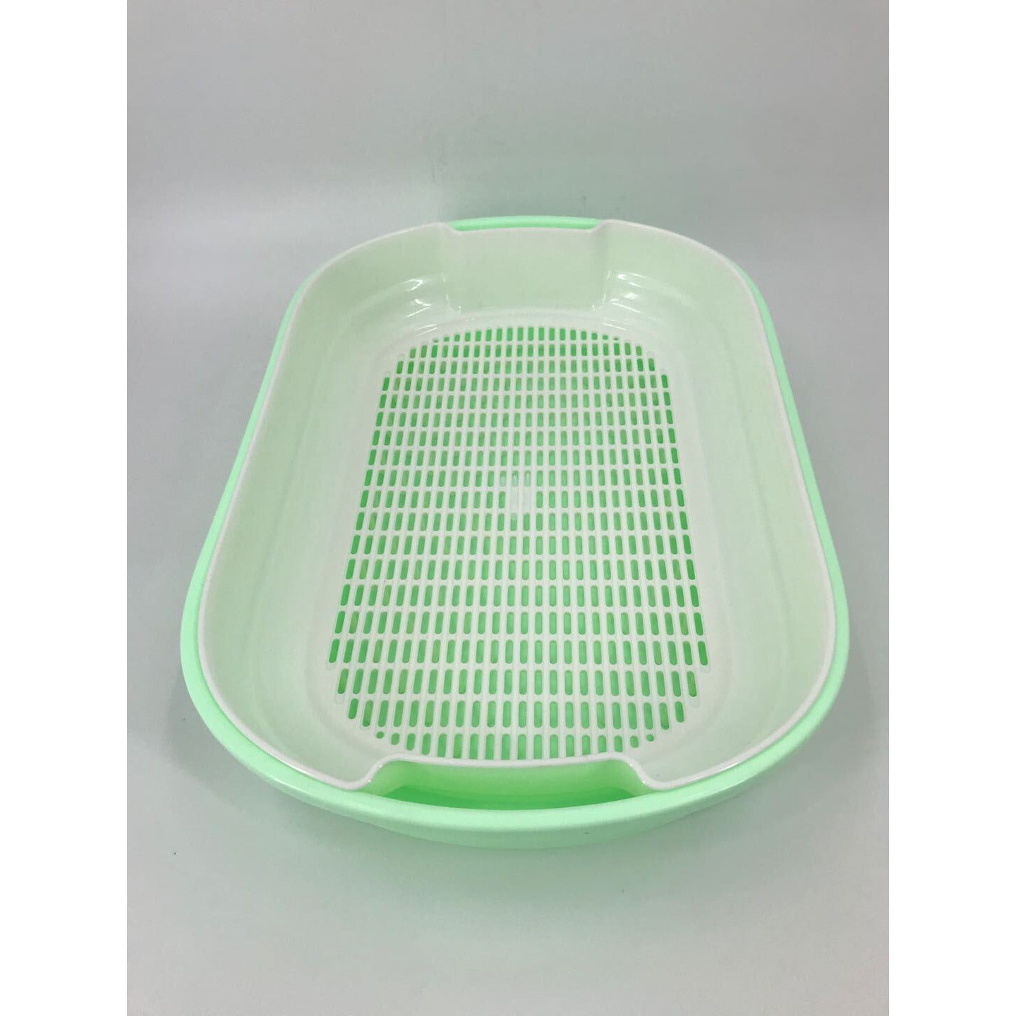 Large Portable Cat Toilet Litter Box Tray with Scoop and Grid Tray Green