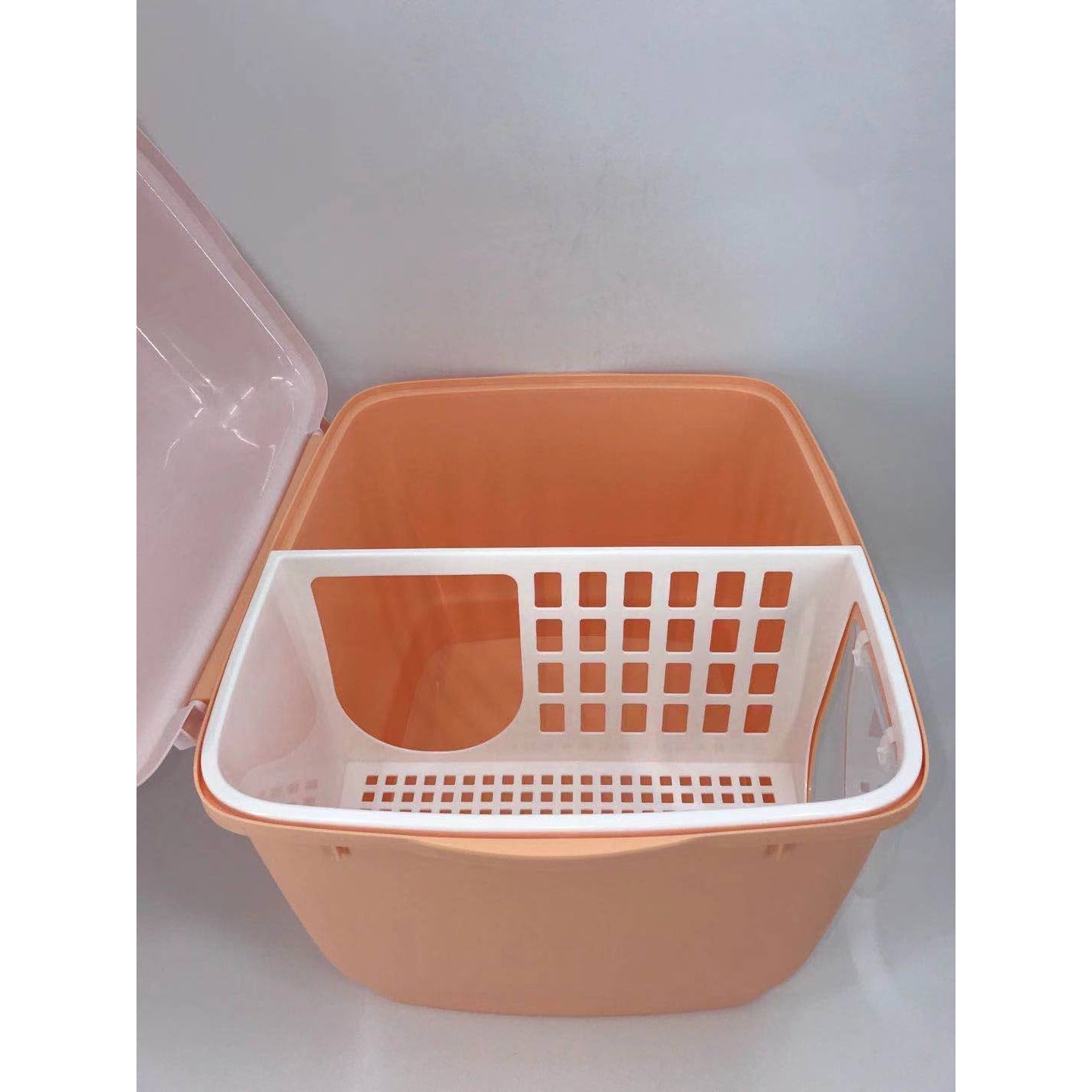 XL Portable Hooded Cat Toilet Litter Box Tray House with Handle and Scoop Orange