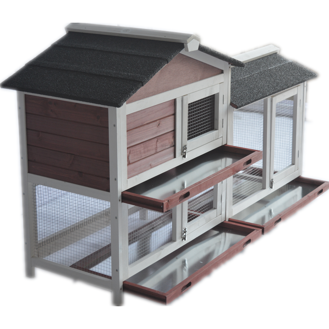 Double Storey Large Rabbit Hutch Guinea Pig Cat Cage , Ferret Cage With Pull Out Tray