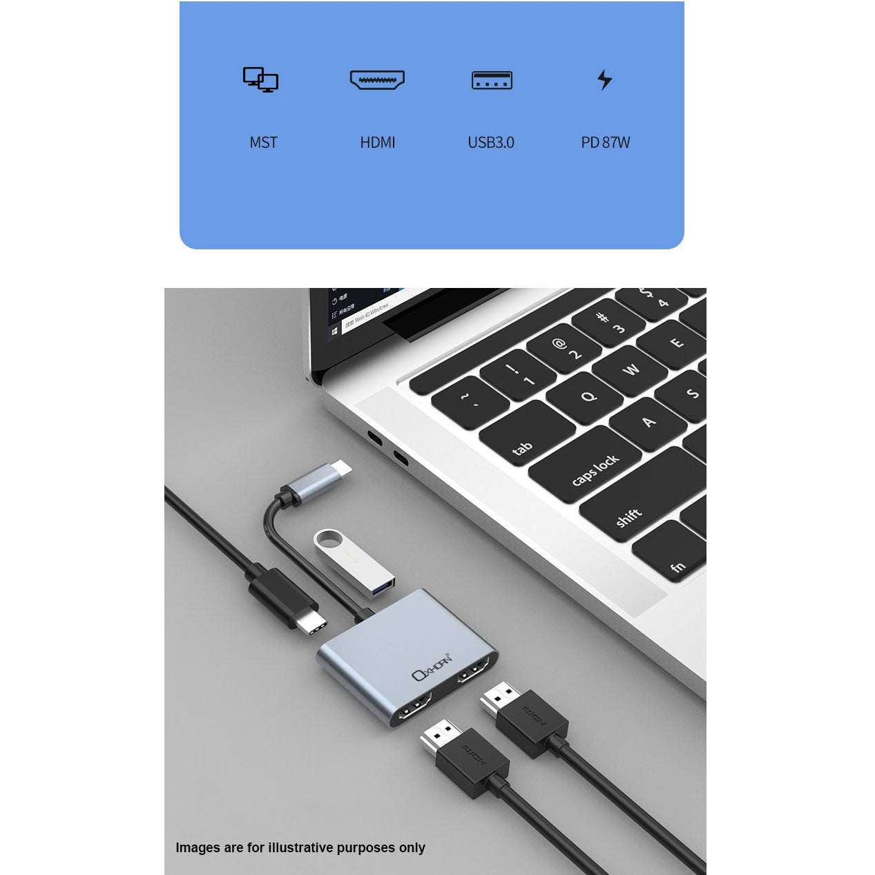Oxhorn USB C Multi Display Adapter