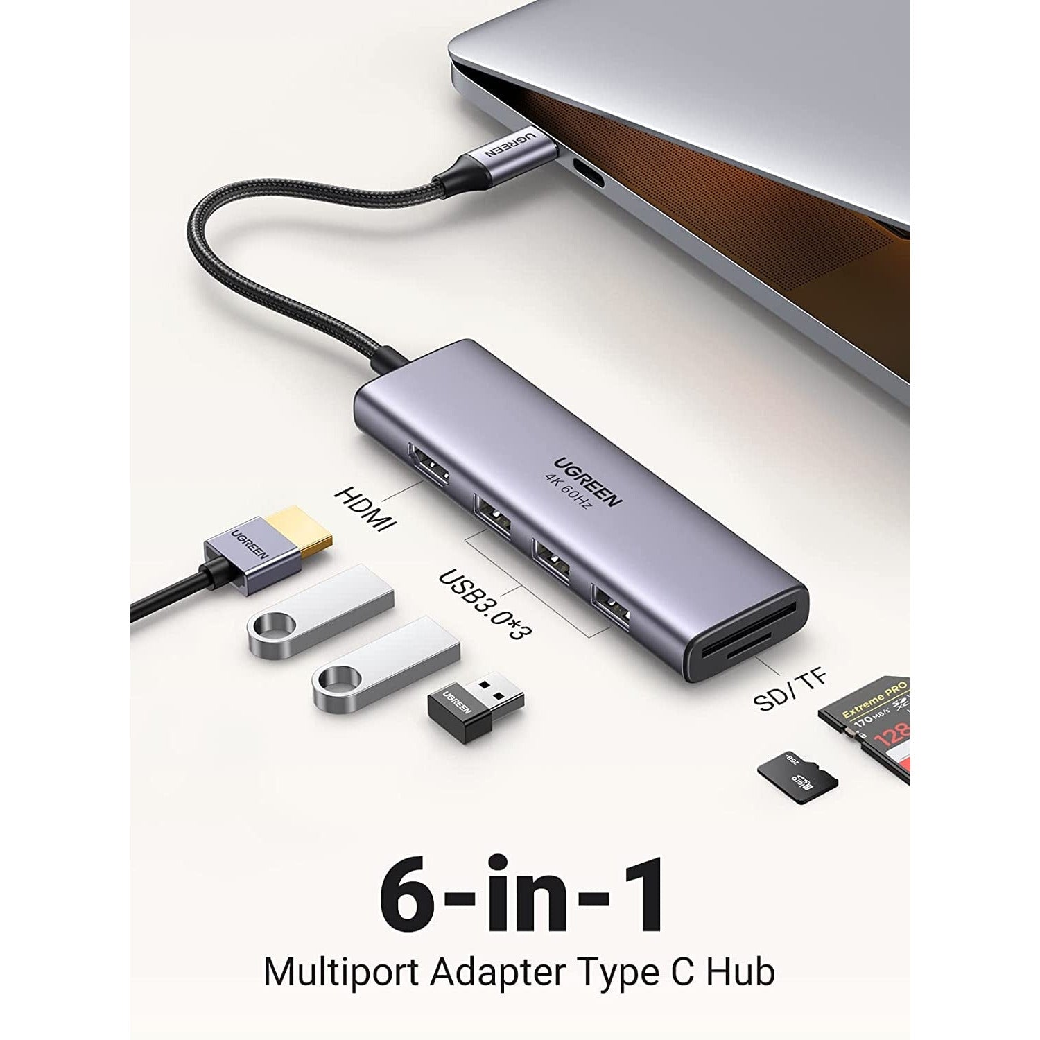 UGREEN 60383 Premium 6-in-1 USB-C Hub
