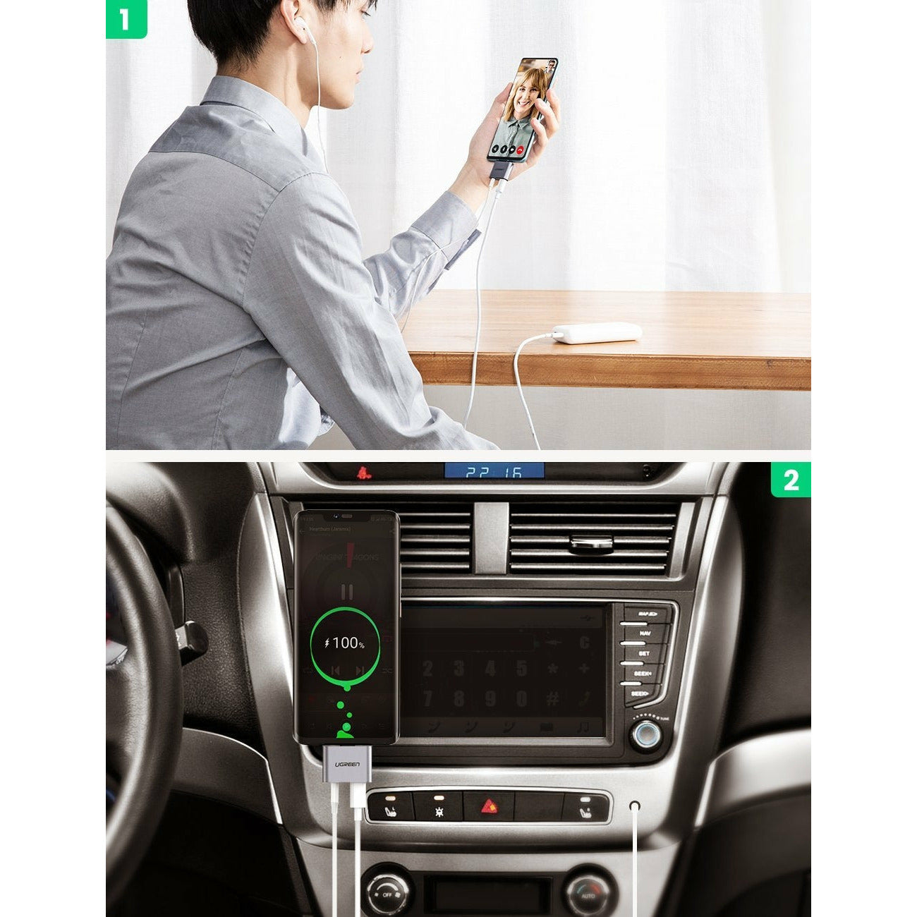 UGREEN 70312 2-in-1 USB C to C and 3.5mm Adapter