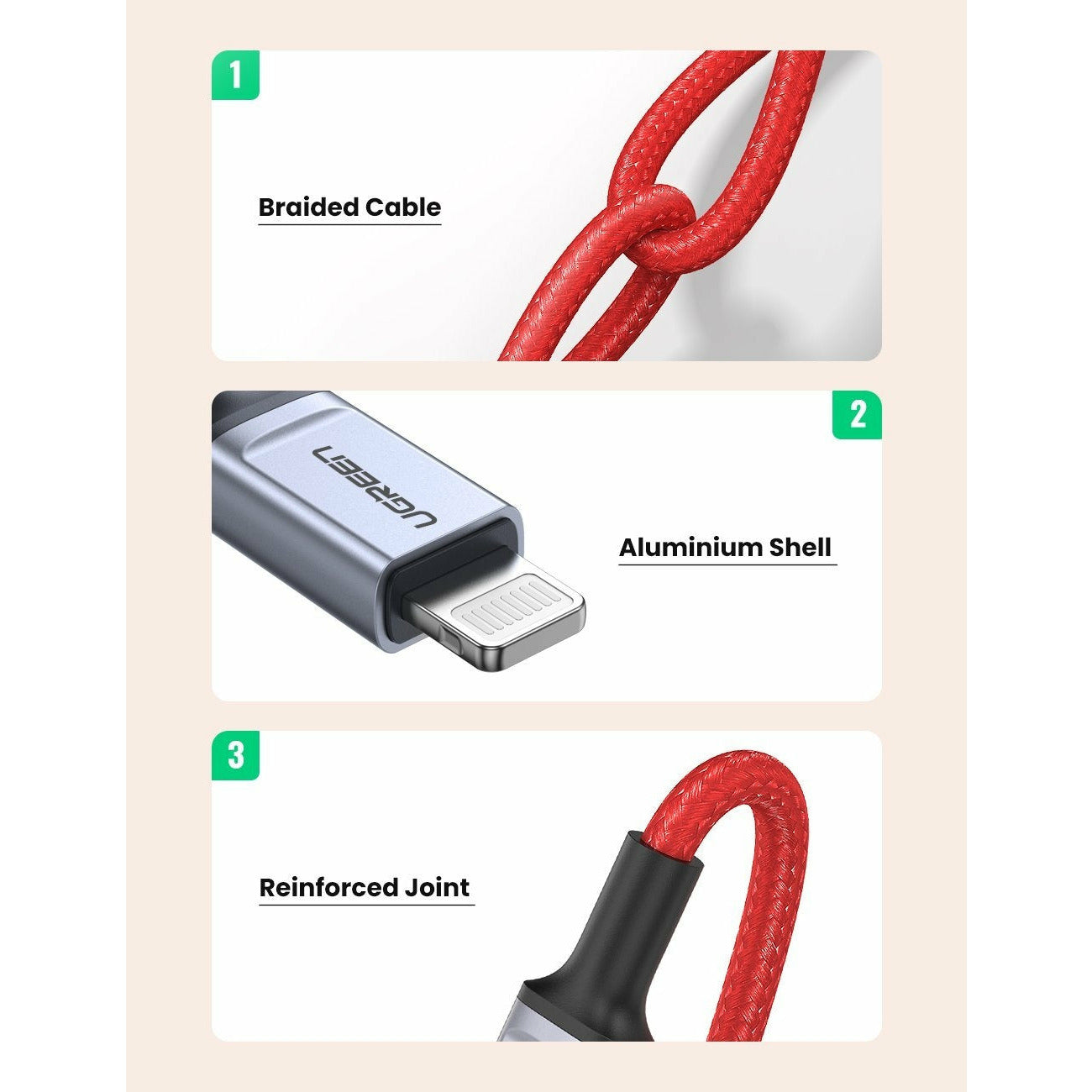 UGREEN 70507 iPhone 8-pin to 3.5mm Adapter