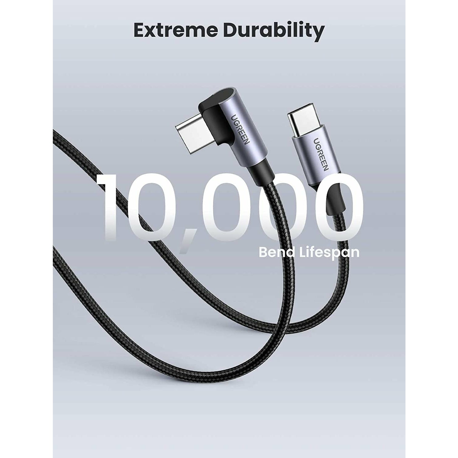 UGREEN 80714 USB-C 2.0 to Angle USB-C Cable Black 3M