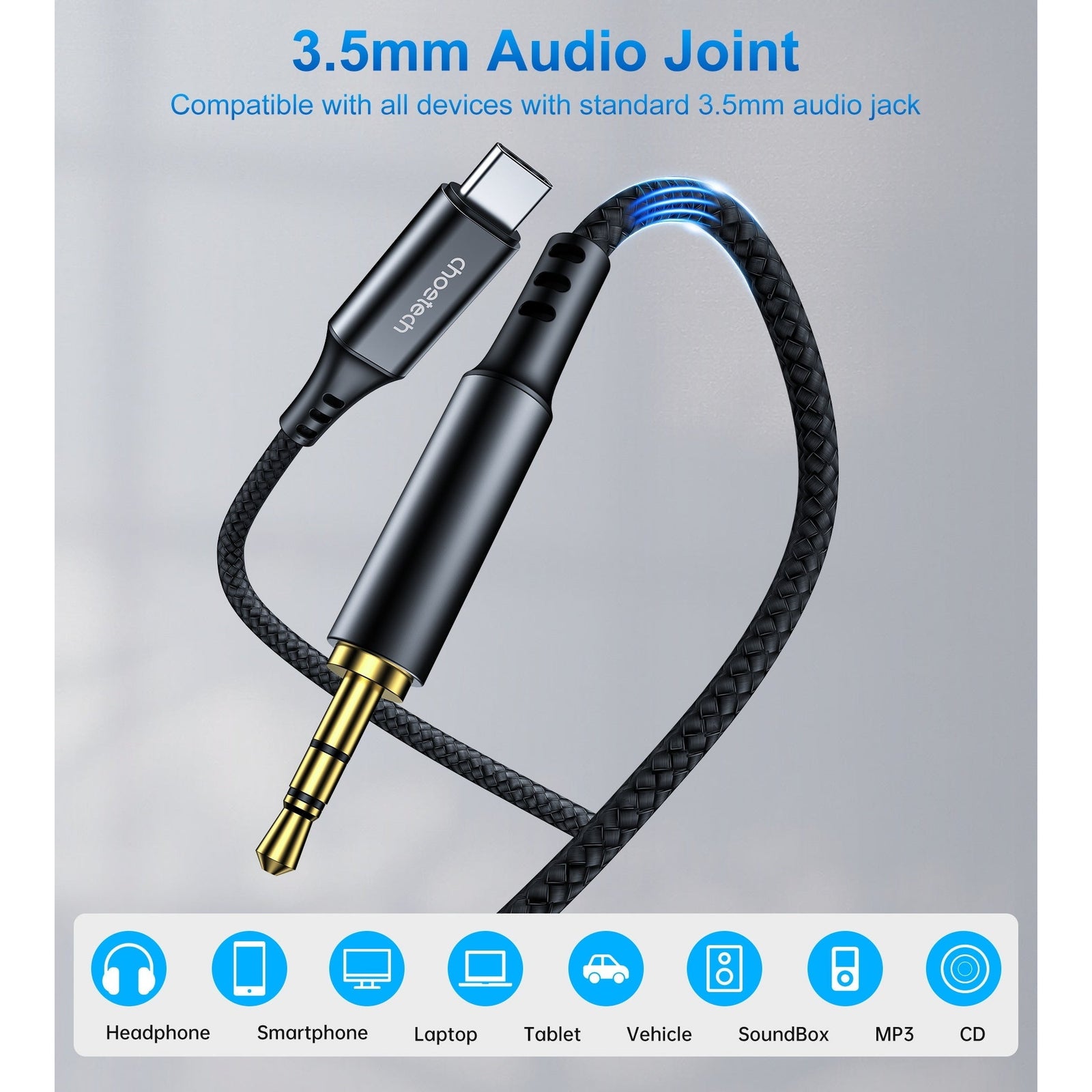 CHOETECH AUX006 Type-C To 3.5mm Audio Cable 1M