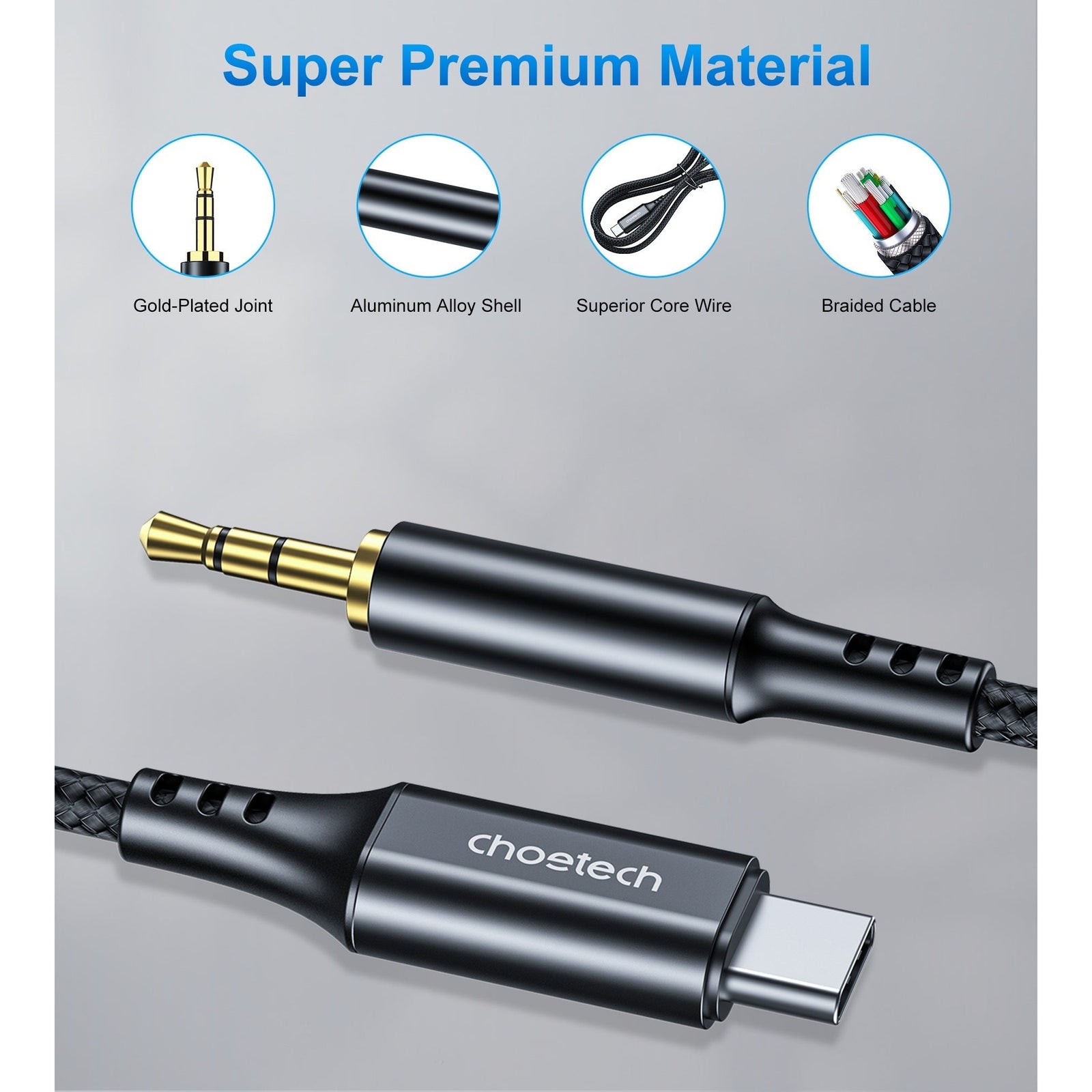 CHOETECH AUX008 Type-C To 3.5mm Audio Cable 2M