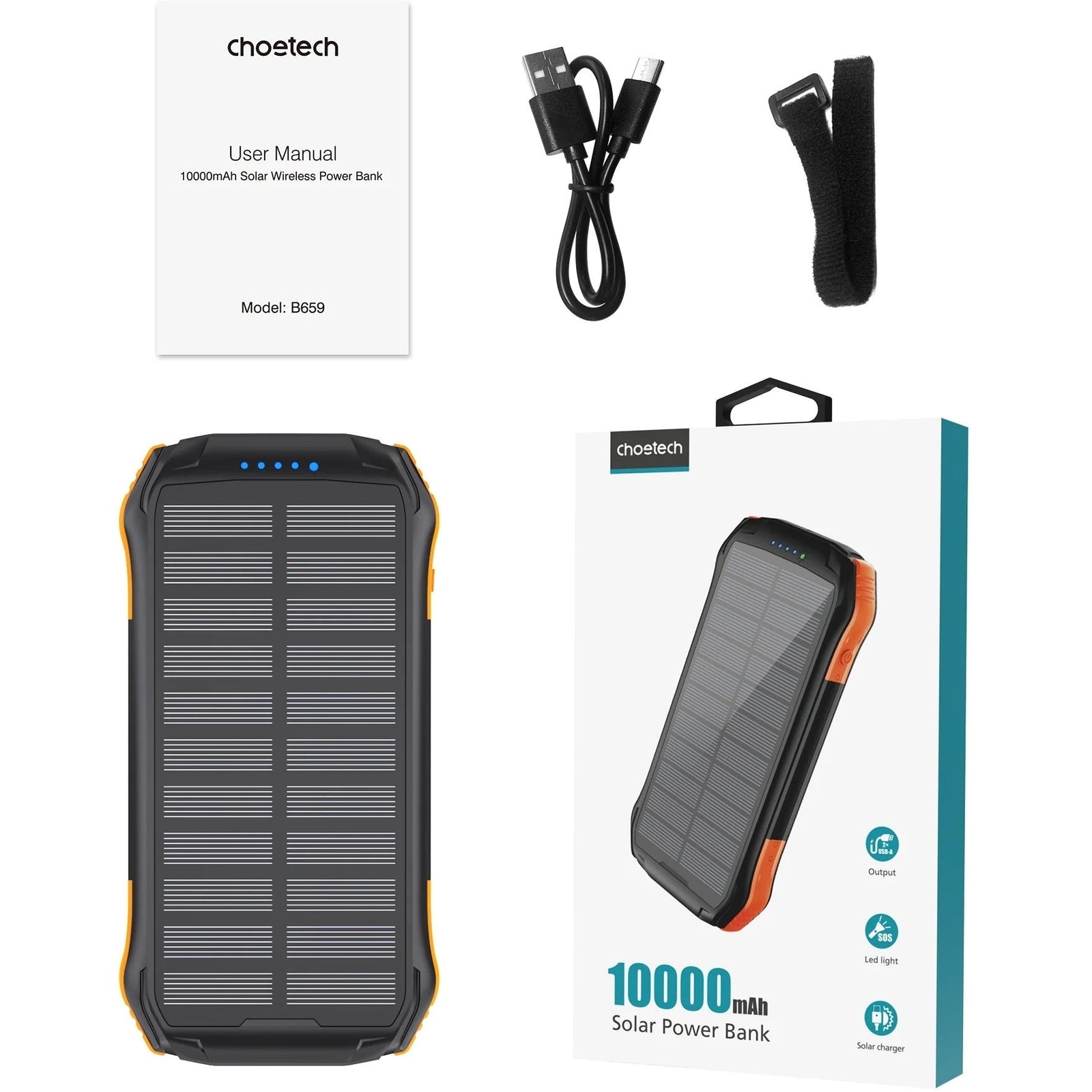 CHOETECH B659 10000mAh Solar Power Bank