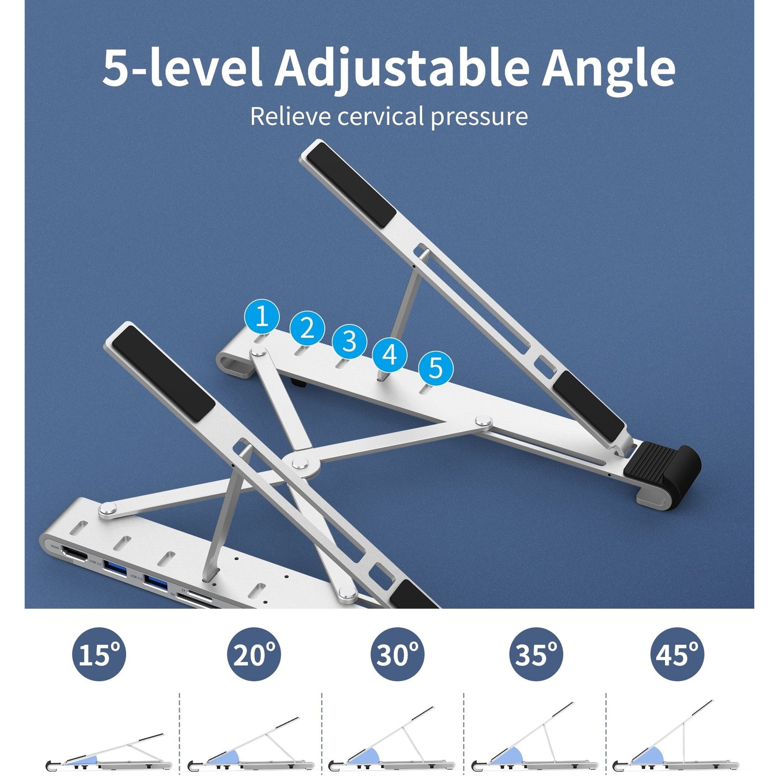CHOETECH HUB-M43 7-in-1 USB-C Multiport Adapter with Foldable Laptop Stand