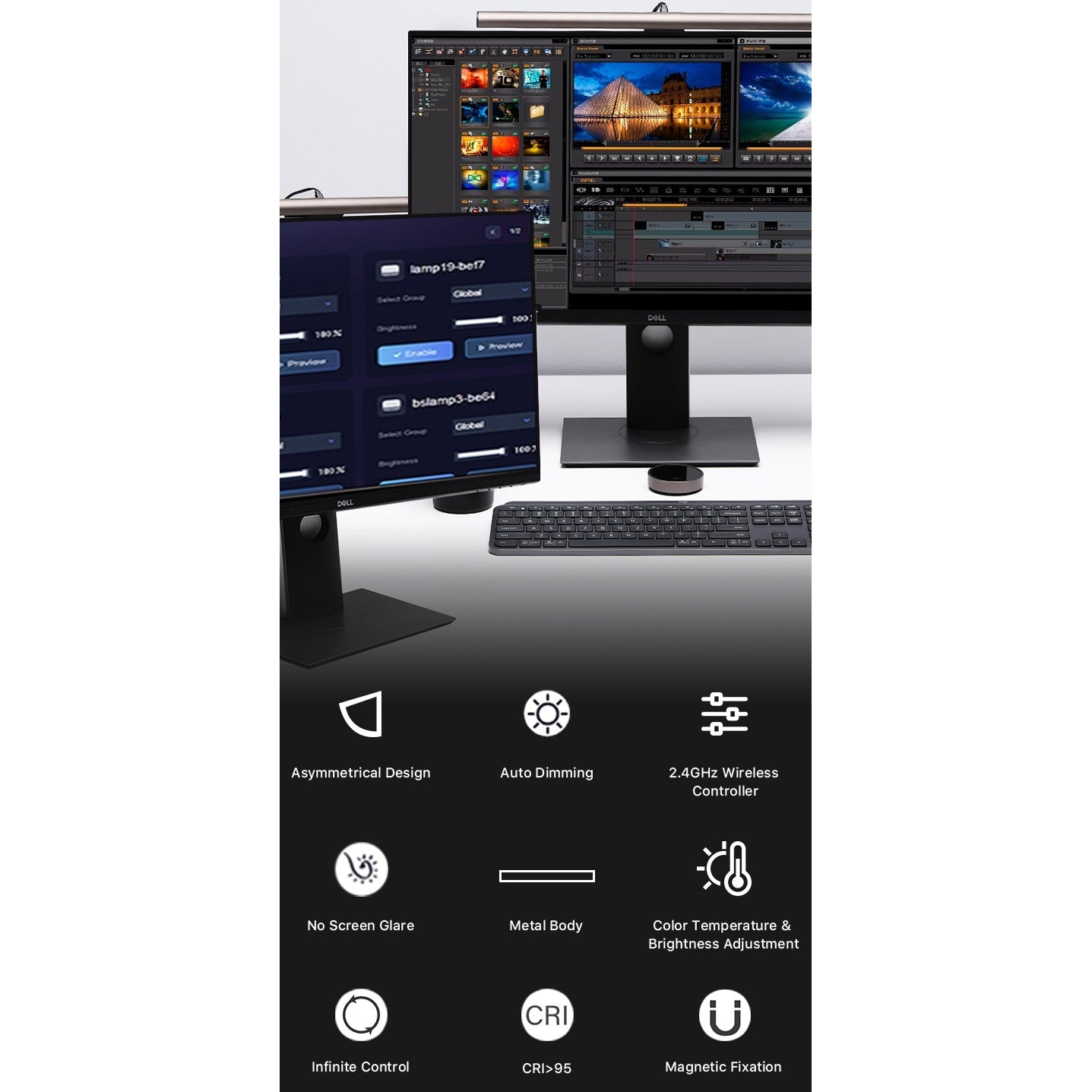 CHOETECH MIX-E1129 Wireless Controlled LED Lamp Monitor Lighting x2 bars