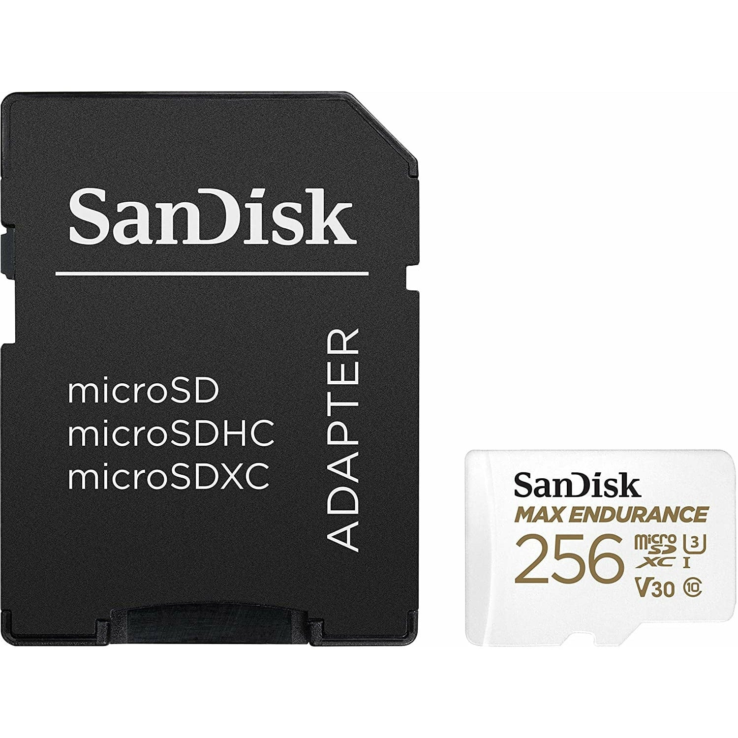 Sandisk Max Endurance Microsdxc Card SQQVR 256G (120 000 HRS) UHS-I C10 U3 V30 100MB/S R 40MB/S W SD Adaptor SDSQQVR-256G-GN6IA